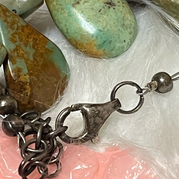 Vintage Green Turquoise Sterling Necklace - Picture 8 of 14